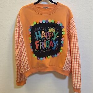Happy Friday Orange Graphic Sweatshirt